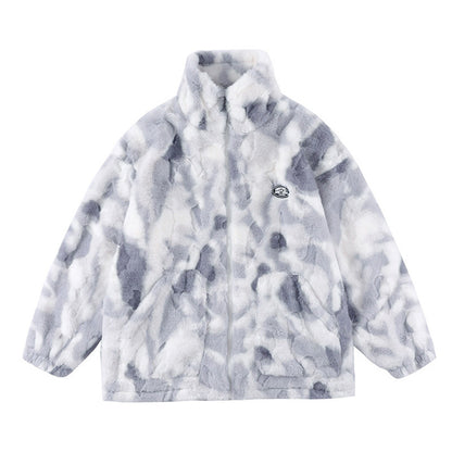 Tie-dyed Polar Fleece Stand Collar Coat Autumn And Winter