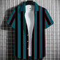 Color Simple Striped Men's 3D Printing Short Sleeve