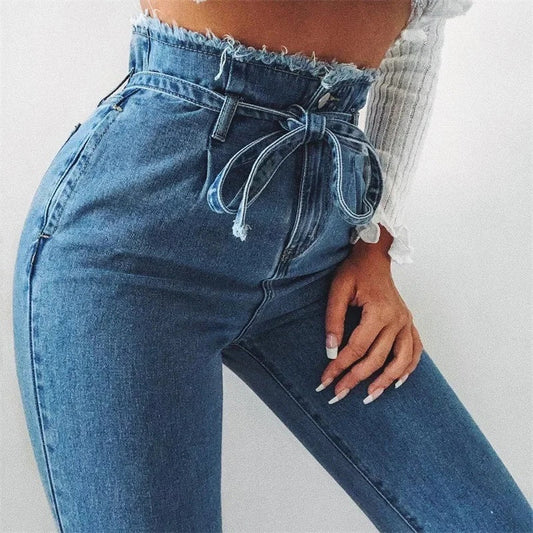 High-waisted Washed Pencil Pants Spring Sexy Temperament European And