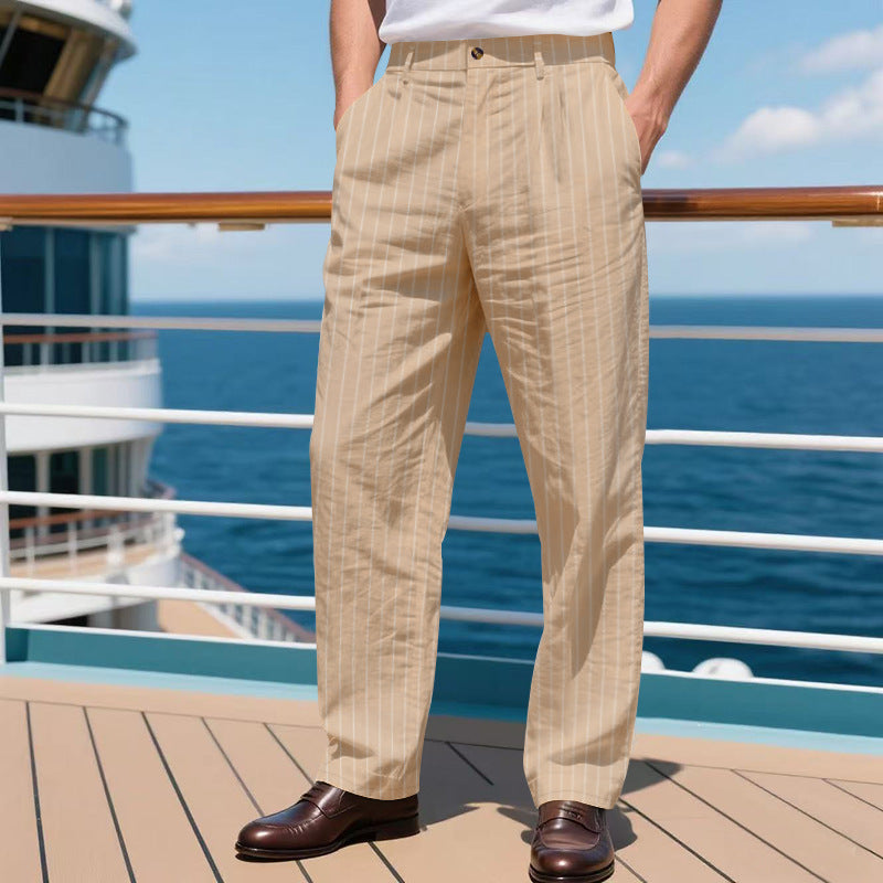 Simple Vertical Straight Men's Casual Pants
