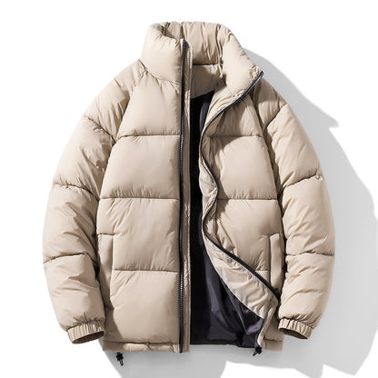 Pine Solid Color Stand Collar Winter Men's Cotton Jacket Fashionable Jacket