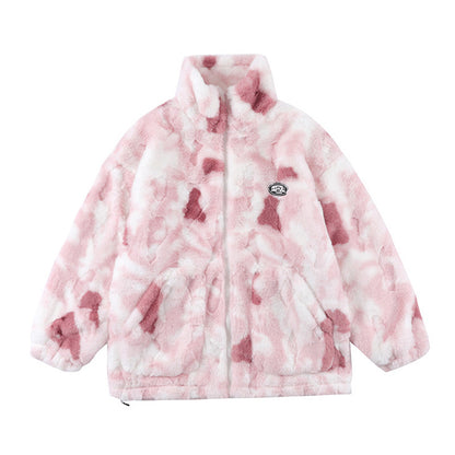 Tie-dyed Polar Fleece Stand Collar Coat Autumn And Winter