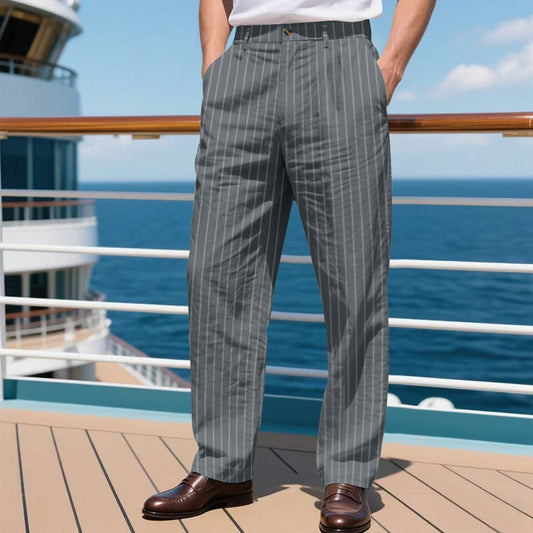 Simple Vertical Straight Men's Casual Pants
