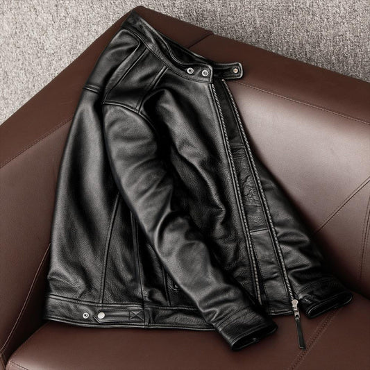 Leather Men's Stand Collar Leather Jacket