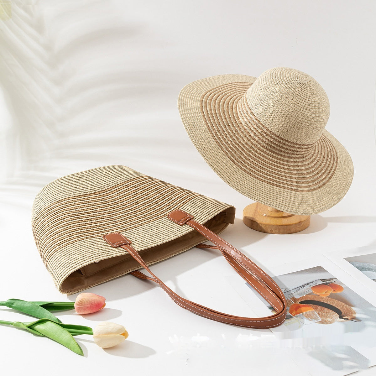 Straw Hat Bag Two-piece Set Seaside Vacation