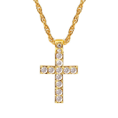 Cross Pendant Necklaces For Women Men Punk Hiphop Rope Chain On Neck