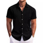 Solid Color Loose Vertical Striped Men's Short-sleeved Shirt