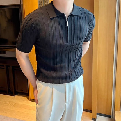 Casual Zipper Short Sleeve Men's Retro