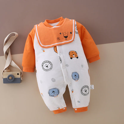 SnuggleZoo™ – Thick Winter Baby Onesie with Animal Print