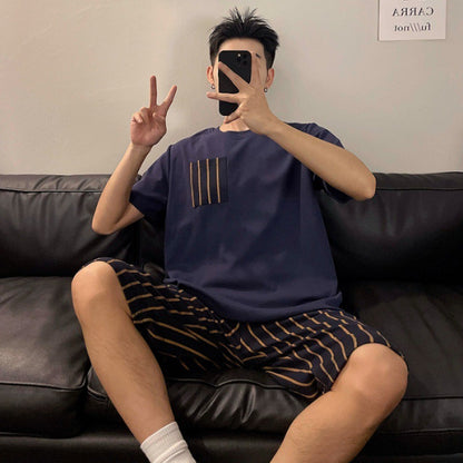 Men's Round Neck Cartoon Loose Homewear Suit