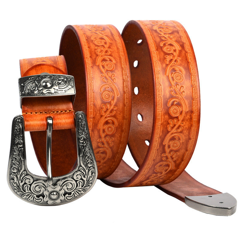 Men's Mongolian Style Personalized Carved Belt