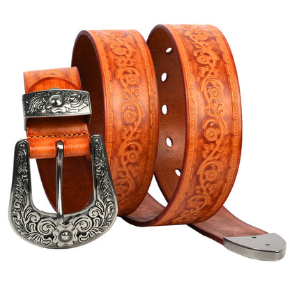 Men's Mongolian Style Personalized Carved Belt