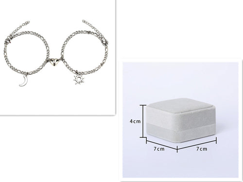 2Pcs Sun Moon Charm Magnet Attraction Stainless Steel Bracelets For