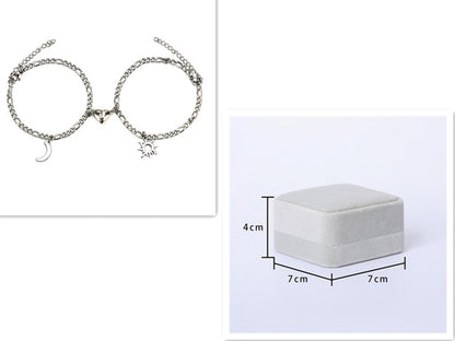 2Pcs Sun Moon Charm Magnet Attraction Stainless Steel Bracelets For