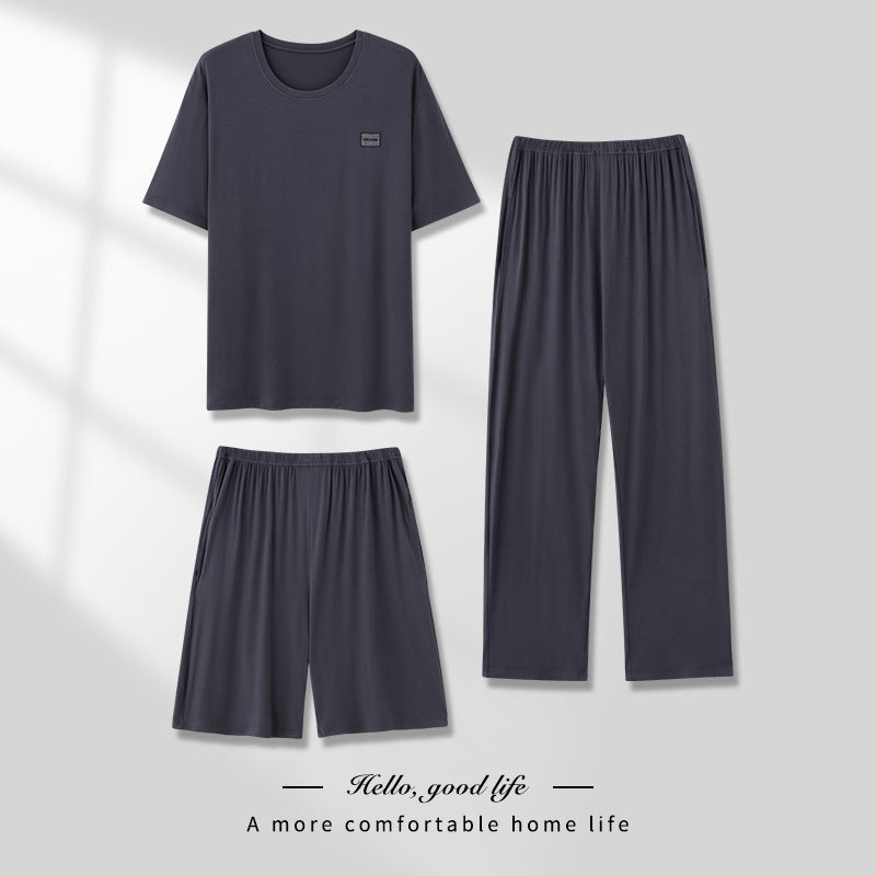 Men's Pajamas Thin Three-piece Home Wear