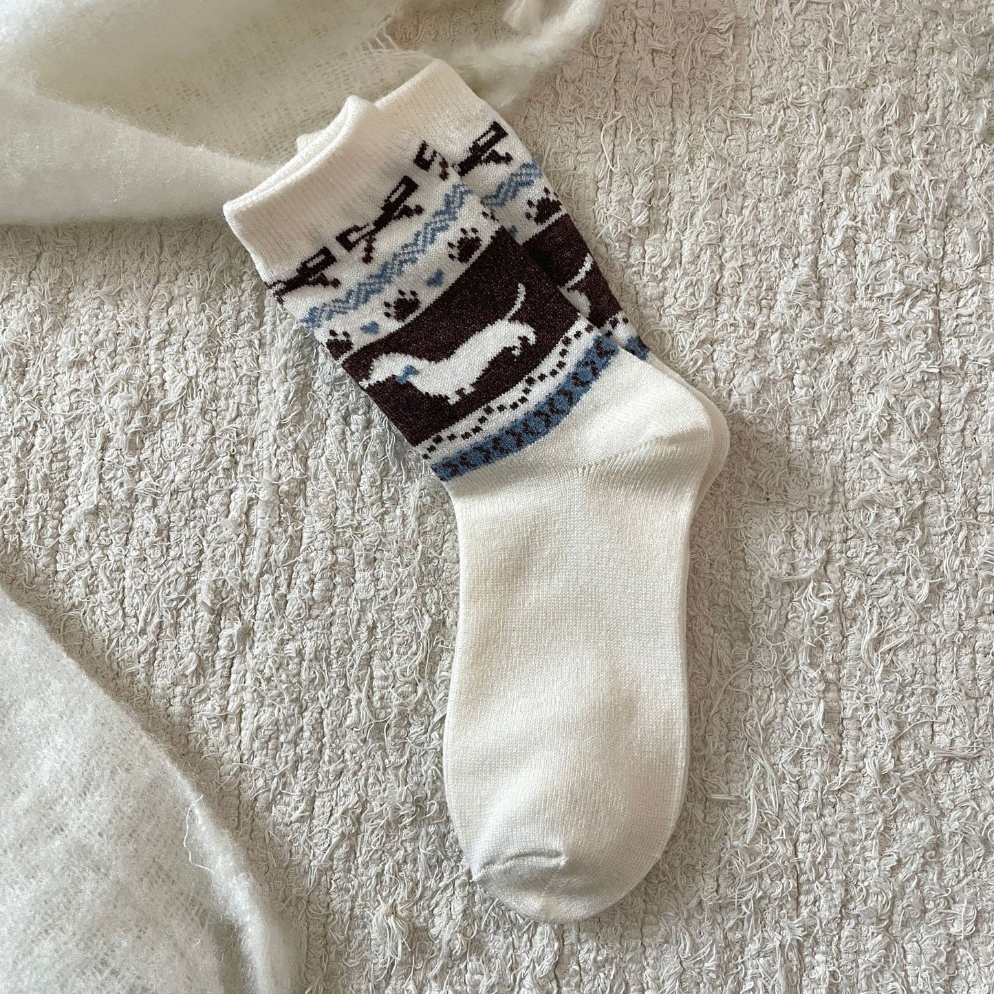 Sausage Dog Cute Mid-calf Length Wool Socks