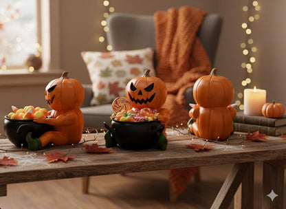 Custom Pumpkin Man Candy Dish – Resin Countertop Halloween Candy Bowl