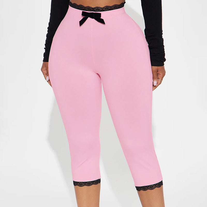 Sexy Print Cropped Tight Straight-leg Pants