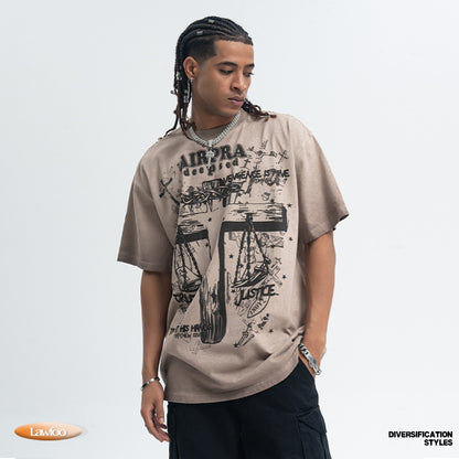 Printed Cotton Short-sleeved T-shirt