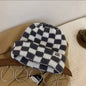 Chessboard Plaid Knitted Hat Women's