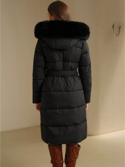 Women's Coat With Faux Fur Trim