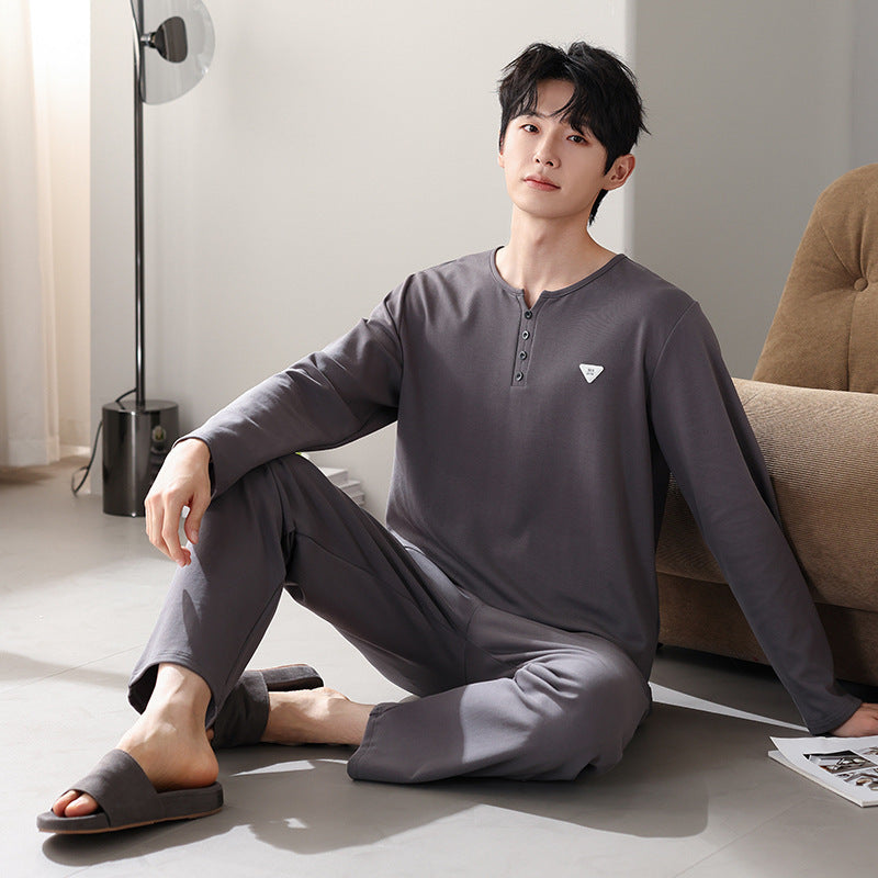 New Cotton Long Sleeve Full Cotton Casual Pajamas