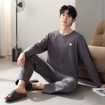 New Cotton Long Sleeve Full Cotton Casual Pajamas