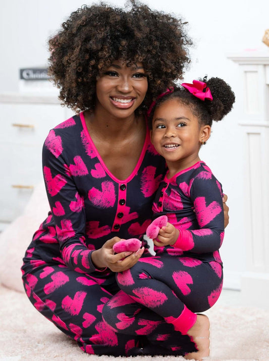Valentine's Day Heart Printing Pajamas Parent-child