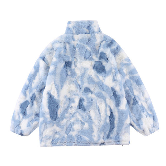 Tie-dyed Polar Fleece Stand Collar Coat Autumn And Winter