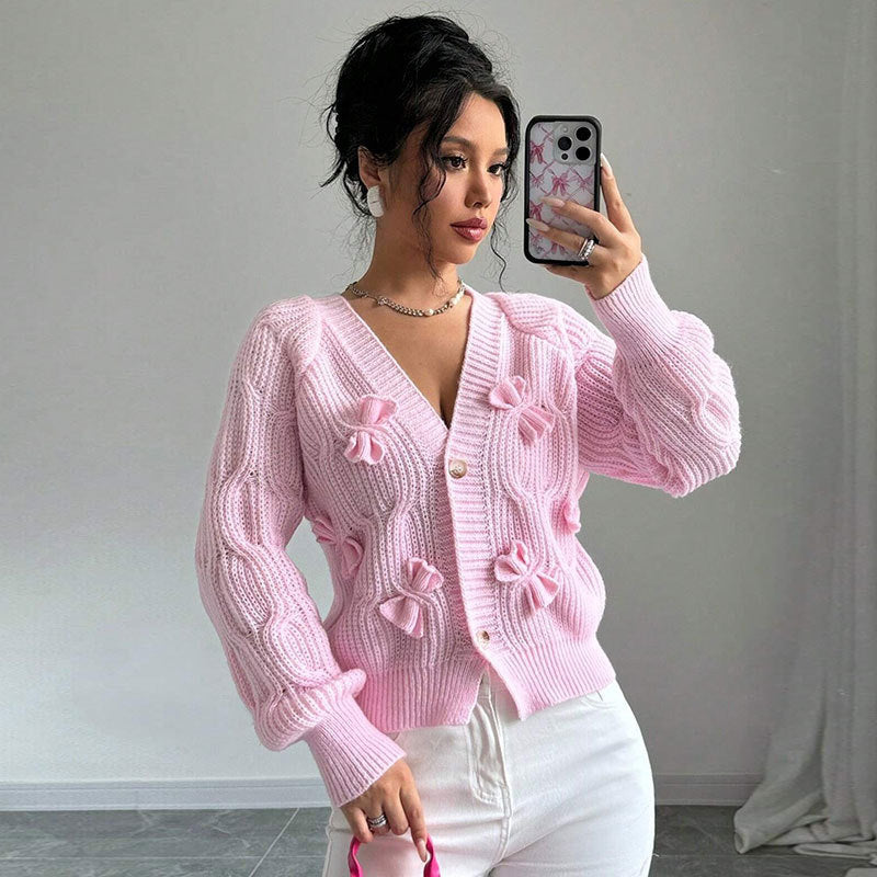 Women's Long Sleeve Bowknot Knitwear Cardigan