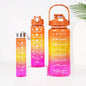 3-in-1 Gradient Color Motivational Water Bottles Set Plastic Straw