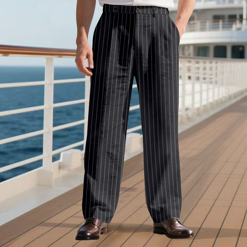 Simple Vertical Straight Men's Casual Pants