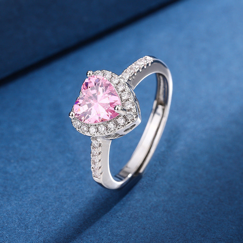 Fashion Jewelry Micro-encrusted Zircon Diamond Love Peach Heart Ring