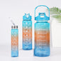3-in-1 Gradient Color Motivational Water Bottles Set Plastic Straw
