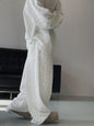 Retro Loose Profile Three-dimensional Ethnic Style Jacquard Milky White Sports Suit