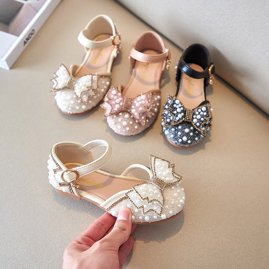 Summer Girl Pearl Bow Princess Flats