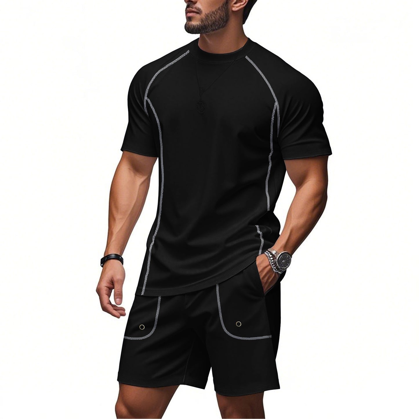 Minimalism Short Sleeve Shorts Suit