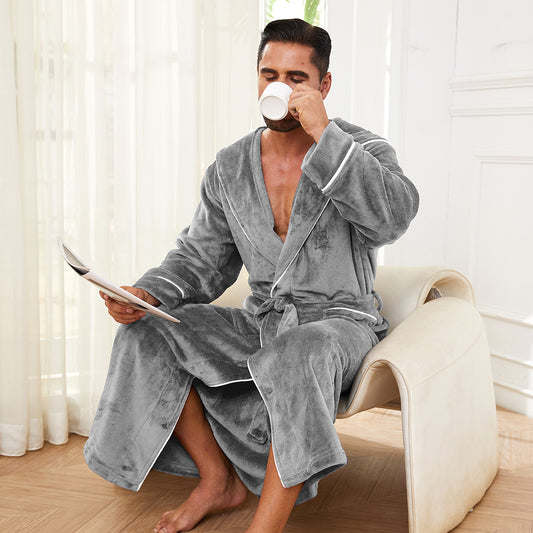 Fashion Men's Flannel Bathrobe Pajamas