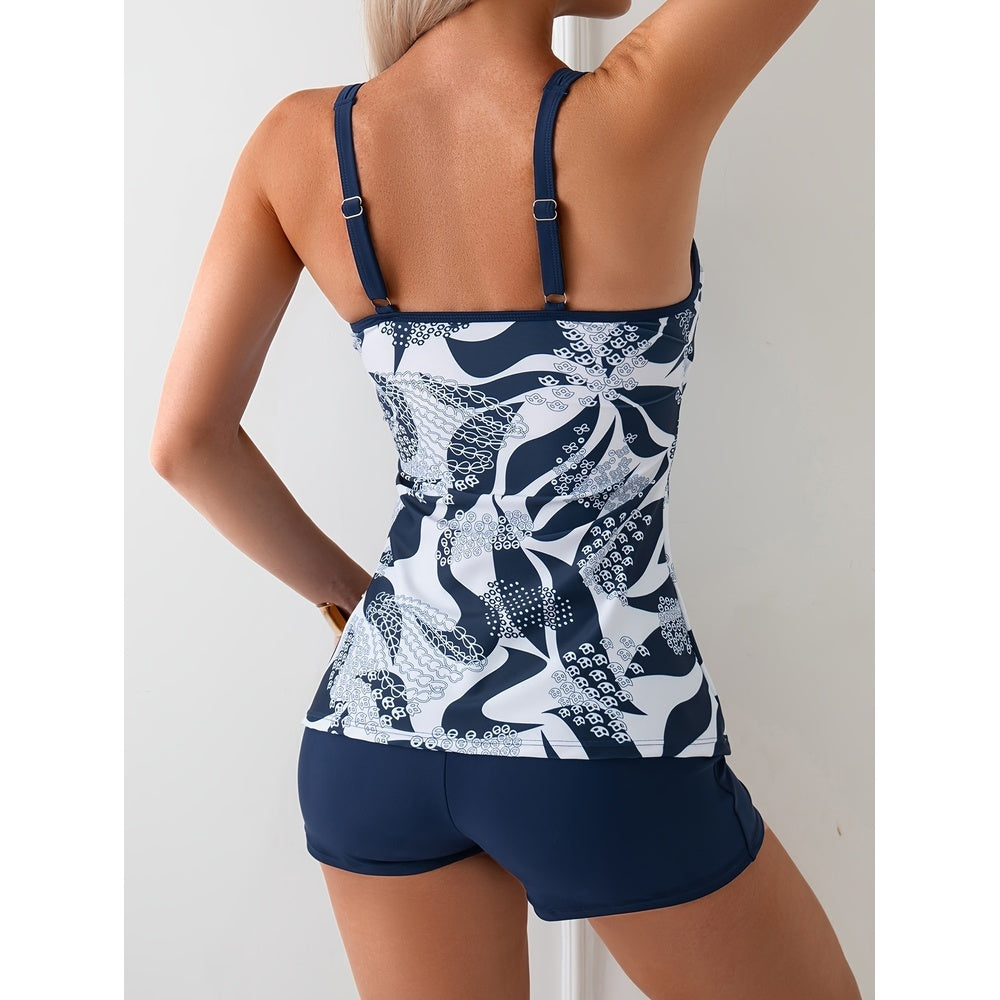 Slim Fit Printed Boxer Shorts Two-piece Swimsuit