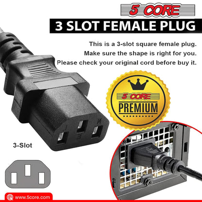 5Core AC Power Cord 6 Ft 3 Prong US Male - Female Extension Adapter