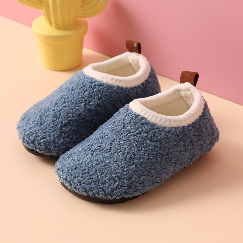 Fleece-lined Children's New Cotton Flexible Slippers