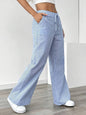 New Striped Trousers With Pockets Casual Versatile Loose Wide Leg