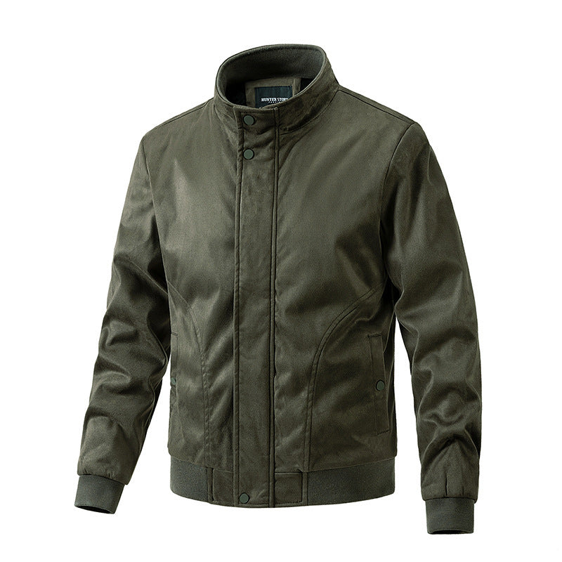 Men's Stand-up Collar Slim Fit Suede Jacket