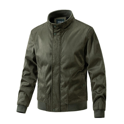 Men's Stand-up Collar Slim Fit Suede Jacket
