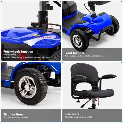 4-Wheel Mobile Scooter With Basket And Extended Battery