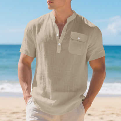 Summer American Linen Men's T-shirt Loose Casual