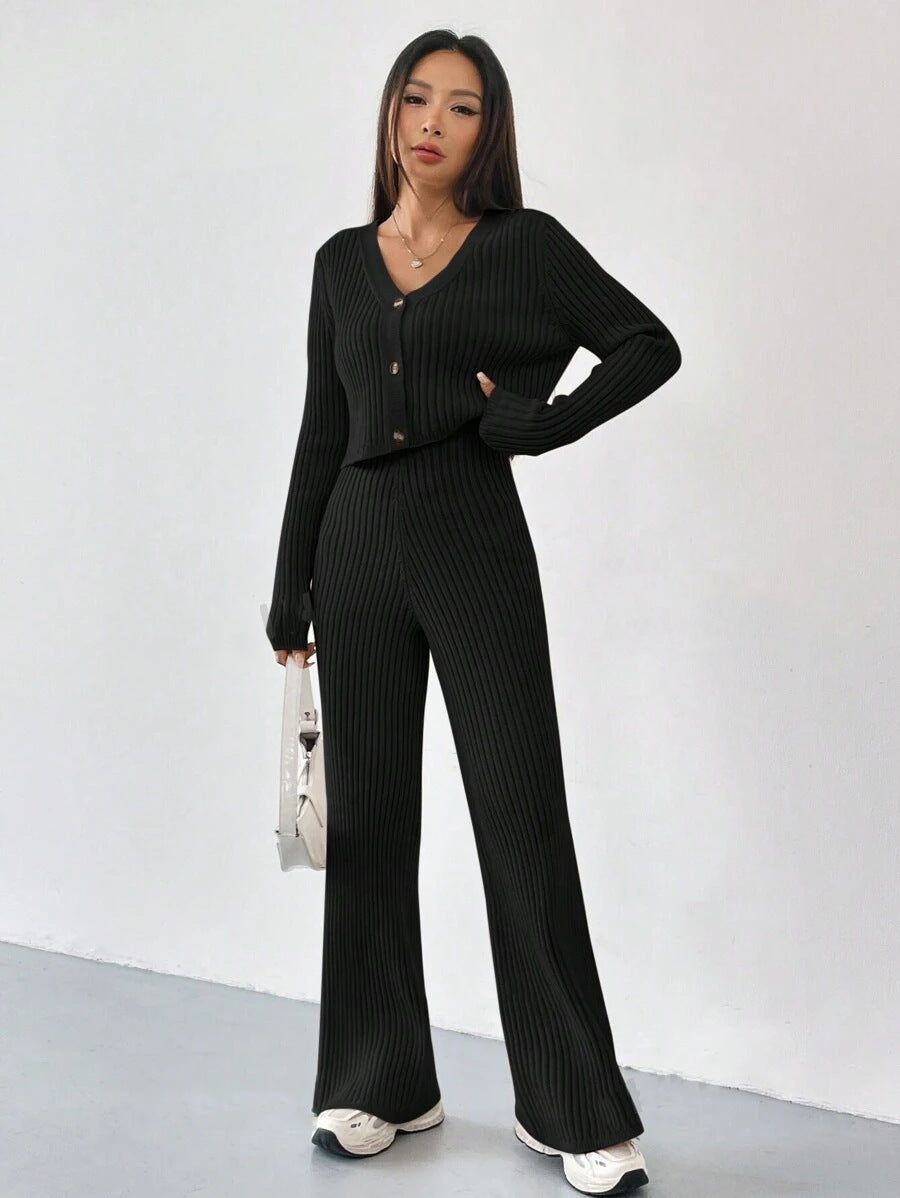 Knitted Two-piece Women's V-neck
