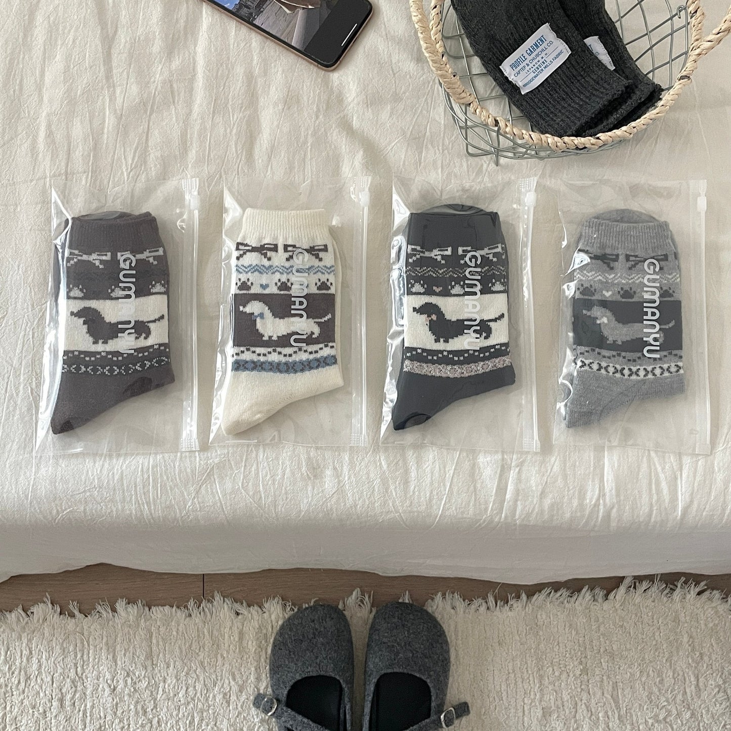 Sausage Dog Cute Mid-calf Length Wool Socks