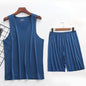 Ice Silk Summer Thin Men's Vest Shorts Pajamas Set