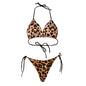 Solid Color Lace-up Bikini Three-point T-back Swimsuit Suit With Chest